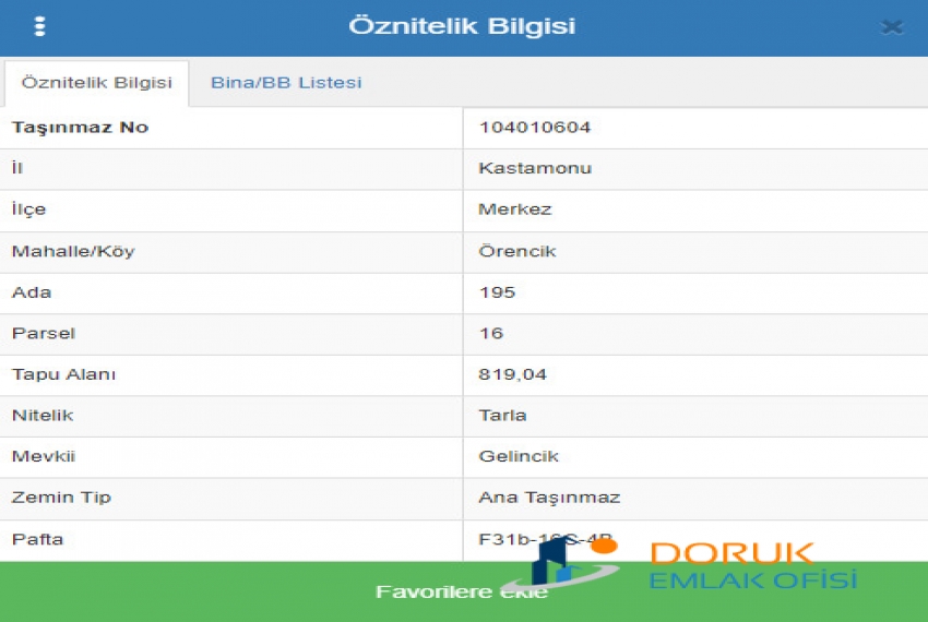 Doruk Emlak Ofisi > DORUK EMLAK OFİSİNDEN ÖRENCİK KÖYÜNDE ANA CADDEYE 15 M CEPHESİ OLAN 820 M2 SATILIK KUPON ARAZİ